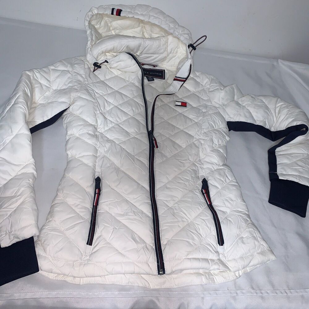Tommy Hilfiger Women's Hooded Zip Front Short Packable Jacket size XS